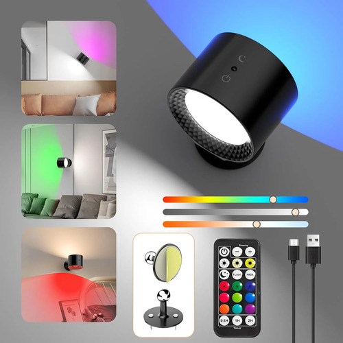 Aplique Inalámbrico Control Remoto Recargable Rgb+3cct
