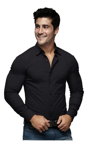 Camisa De Negocios De Color Sólido Para Hombre, Todo A Juego | MercadoLibre