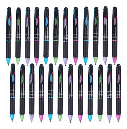 24 Bolígrafos De Cuatro Colores Papeleria Plumas Kit Escolar