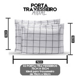 Porta Travesseiro 180 Fios Algodão 2 Peças Toque Macio Cor Rosê Atual - Branco - Quadriculado - Estampa - Quadrado - Risca - Neutro - Claro