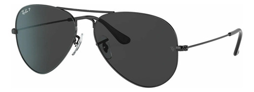 Anteojos De Sol Polarizados Ray-ban Aviator Classic Standard Con Marco De Metal Color Polished Black, Lente Black De Cristal Clásica, Varilla Polished Black De Metal - Rb3025