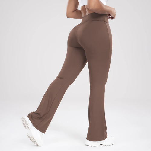 Pantalones De Yoga Con Cintura Cruzada, Acampanados, Casual,
