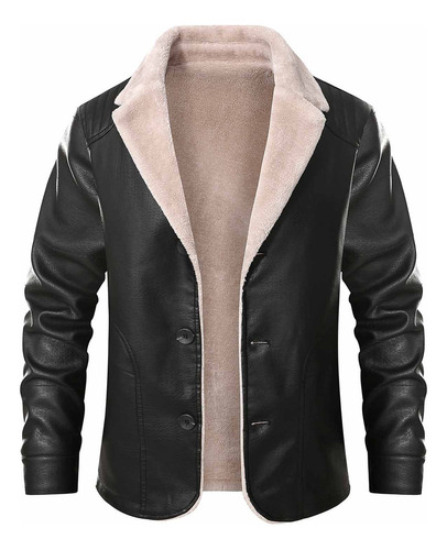 Chaqueta De Cuero Con Cierre De Botones For Hombre