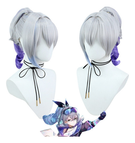 Honkai: Star Rail Silver Wolf Halloween Cosplay Peluca 40cm