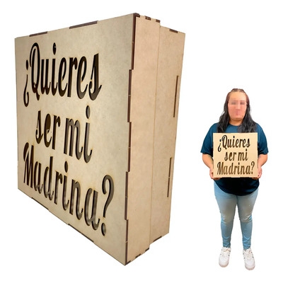 Caja Para Petición De Padrinos En Mdf Rockkings Color Madrina | MercadoLibre