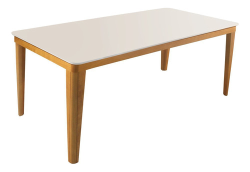 Mesa De Jantar 160cmx90cm Tampo Madeira/vidro Rubi Slim