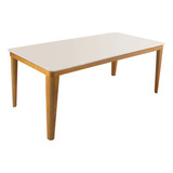 Mesa De Jantar 160cmx90cm Tampo Madeira/vidro Rubi Slim