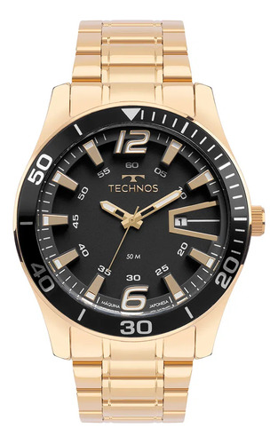 Relógio Technos Masculino Racer Dourado Cor Da Correia Dourado Preto 2115lajs/1p