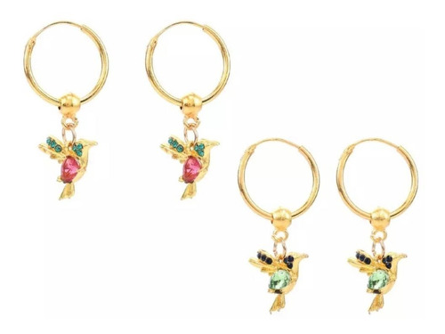 Hermosos Aretes Candongas De Colibrí Únicos