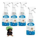 Kit 4 Banho A Seco Cães Gatos 500ml Líquido Spray Hidrata