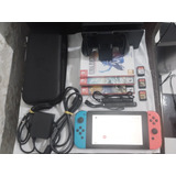 Nintendo Switch (sem Desbloqueio) + 3 Jogos Mídia Física + Acessórios 