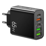 Carregador Rápido 65w Gan Turbo 5 Portas Usb + Usb-c Celular