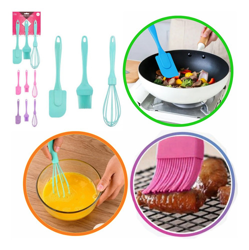 Kit 3 Pçs Silicone Cozinha Confeitaria Bolo Pincel Espátula