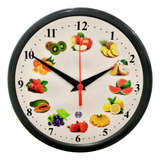 Relógio De Parede Sala Cozinha Redondo Clássicos 24,5cm Estrutura Preto Fundo Branco