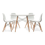 Comedor Redondo De 100cm Blanco + 4 Sillas Eames Blanco