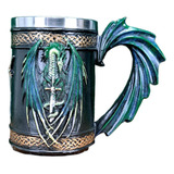 Caneca Medieval Viking 3d Dragão Na Espada Decoração Casa