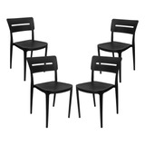 Set 4 Sillas Comedor Uso Rudo Exterior Apilable Cafeteria