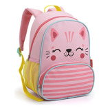 Mochila Seanite Infantil Gatinha Creche, Color Rosa