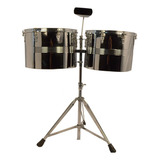 Timbales 15 Y 16 Pulgadas Con Atril Doble Solera Cencerro