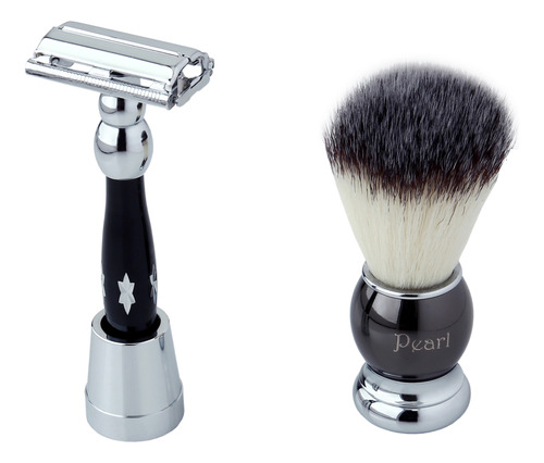 Set De Afeitado Pearl Shaving Brocha Y Máquina De Afeitar 