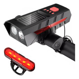 Luces Led Para Bicicleta Recargable Usb/ Solar Con Trompeta