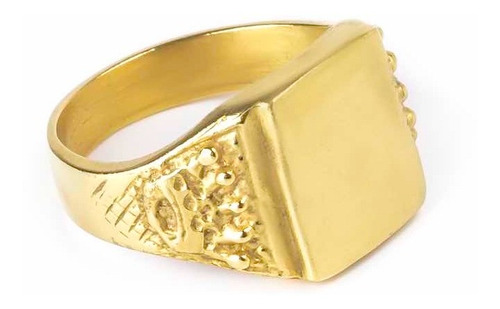 Anillo Sello Cuadrado - Enchapado En Oro - Calidad Premium