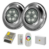 Kit 2 Luces Led 20w Pileta Rgb + Tablero + Fuente +c Remoto