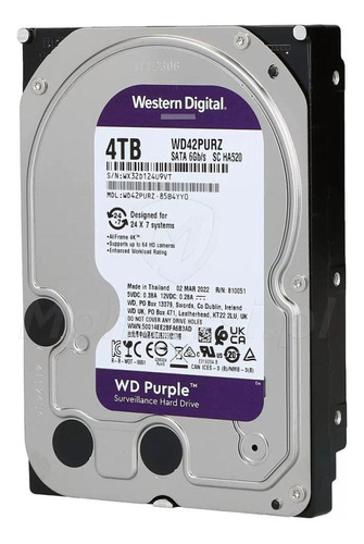 Disco Duro Western Digital Purple. 4tb. Sata 6.0 Gbps.