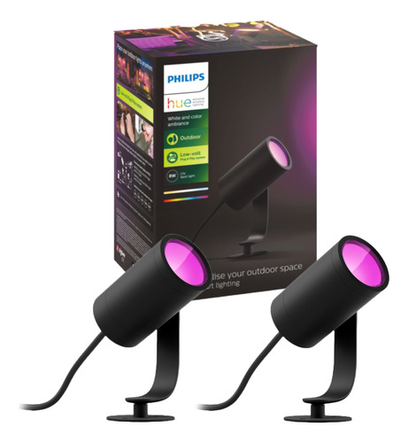 Pack 2 Focos Exterior Philips Hue Lily Outdoor Rgb S/fuente