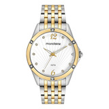 Relógio Prata E Dourado Feminino Mondaine 32481lpmvbe2 Cor Do Fundo Branco