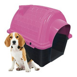 Casinha Para Cachorro Pet Cães E Gatos Plástico Cama N5 Rosa