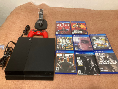 Playstation 4 500gb+ 1 Mando + 8 Juegos + Cargador De Mandos