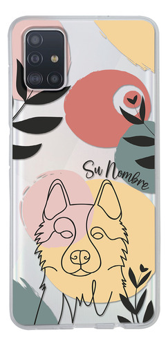 Funda Para Galaxy Mujer Perro Husky Minimal Con Su Nombre