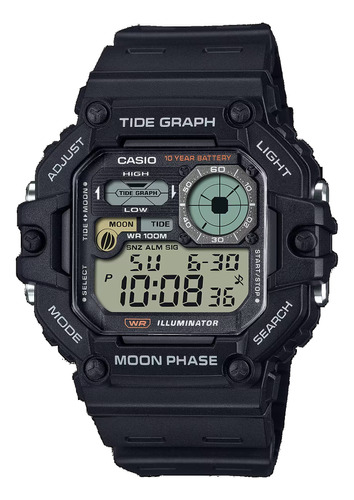 Reloj Casio Digital Negro Ws-1700h-1a Hombre Fase Lunar