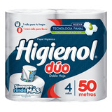 Papel Higienico Doble Hoja Higienol Duo 50 Metros 4 Rollos