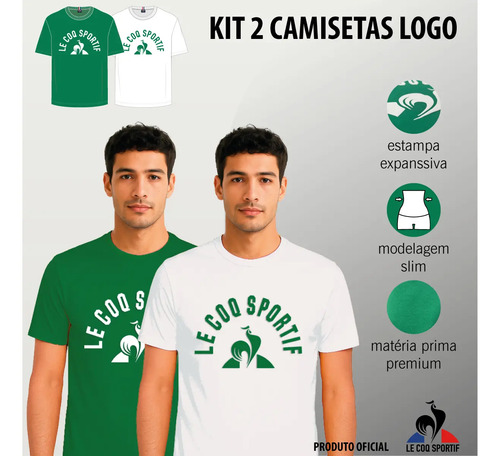 Kit 2 Camisetas Le Coq Sportif Manga Curta Verde\u002Fbranca | Parcelamento sem juros