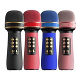 Microfone Bluetooth Karaoke Fm Usb Com Caixa De Som Rádio Cor Rosa