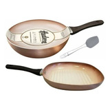 Set De Bifera Wok Hudson Antiadherente Cerámica Cobre