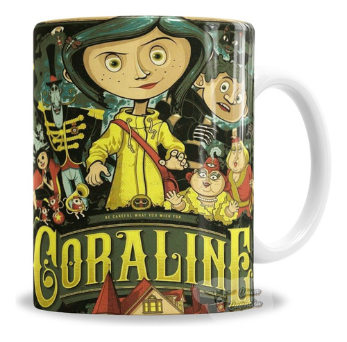 Taza De Cerámica Coraline Todos Los Personajes - En Caja