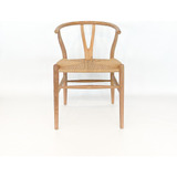 Silla Wishbone Madera Natural Y Asiento Rattan