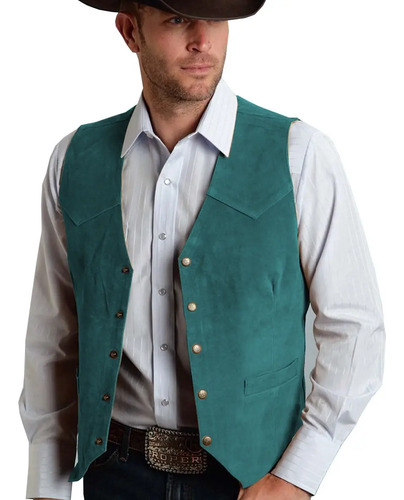 Chaleco Vaquero Occidental De Piel De Vaca Para Hombre T