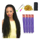 Cabelo Micro Zizi Miojo 4 Pacote + Agulha+ 10 Anel +lastex Cor Roxo 80g - F27