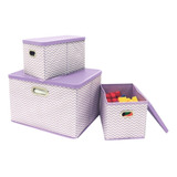 Set 3 Cajas Tapa Cestas Almacenar Organizar Closet Juguetes 