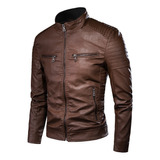 Chaqueta De Cuero Pu Vintage Casual De Otoño Para Hombre