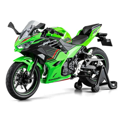 Kawasaki Ninja 400 Moto De Juguete Metal Con Luz Sonido Base Color Verde