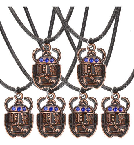 Collar Con Colgante De Escarabajo De Anubis Egipcio, Vintage
