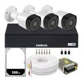 Kit Cftv 3 Câmeras Seguranca 1080p Full Hd Dvr Intelbras 4ch