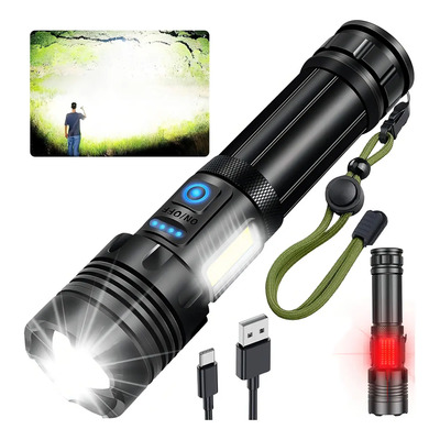 Linterna Táctica Wohingo Recargable LED 90000 lm con Zoom y Carga USB | MercadoLibre