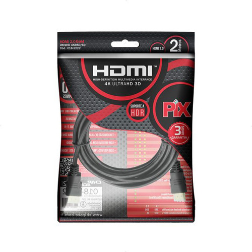 Cabo Hdmi Pix 2m 2.0 4k 19 Pinos 018-2222 Chipsce