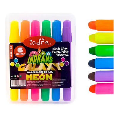 Marcadores De Gel Galaxy Pqt 6 Pzas Colores Indra | Envío gratis